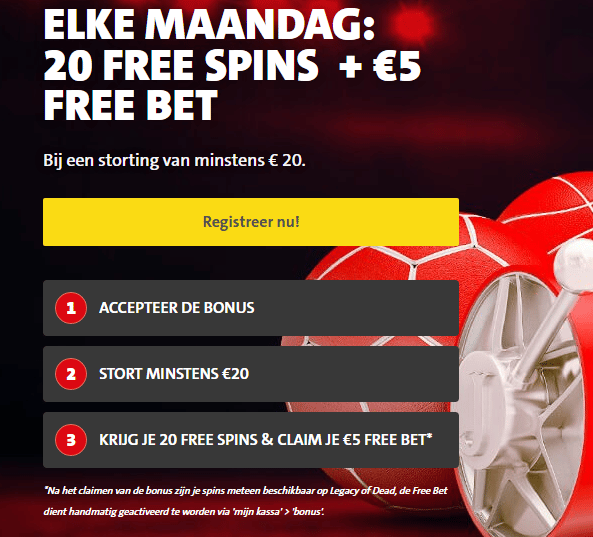 20 free spins bij Jacks + 5 euro free bet