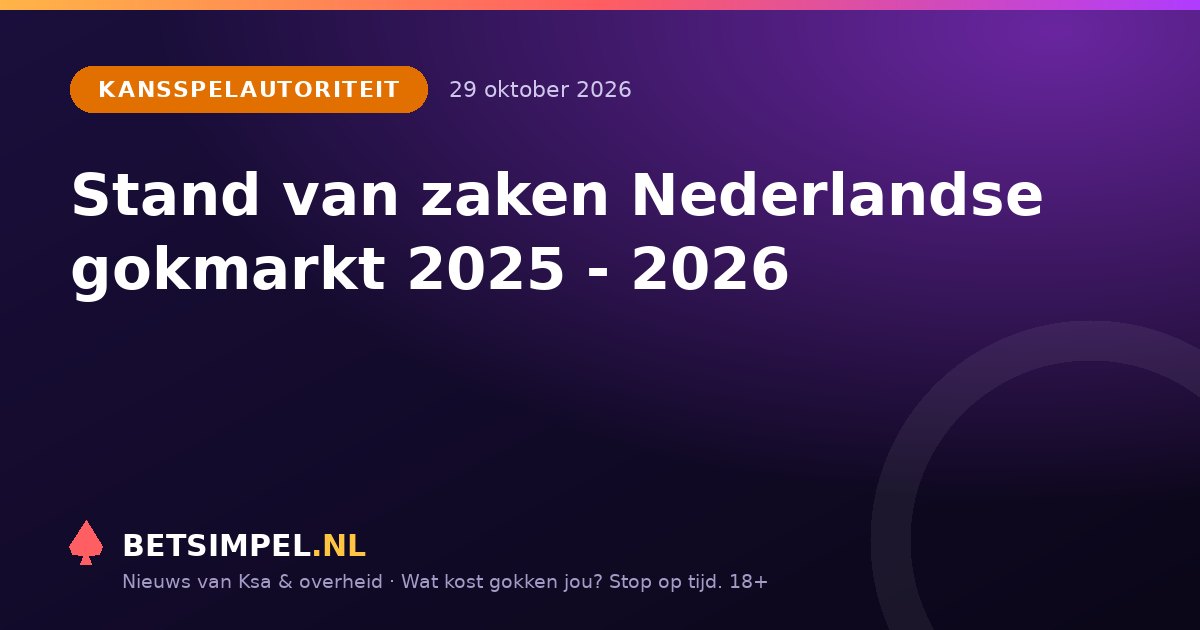 Kansspelautoriteit: Stand van zaken Nederlandse gokmarkt 2025 - 2026