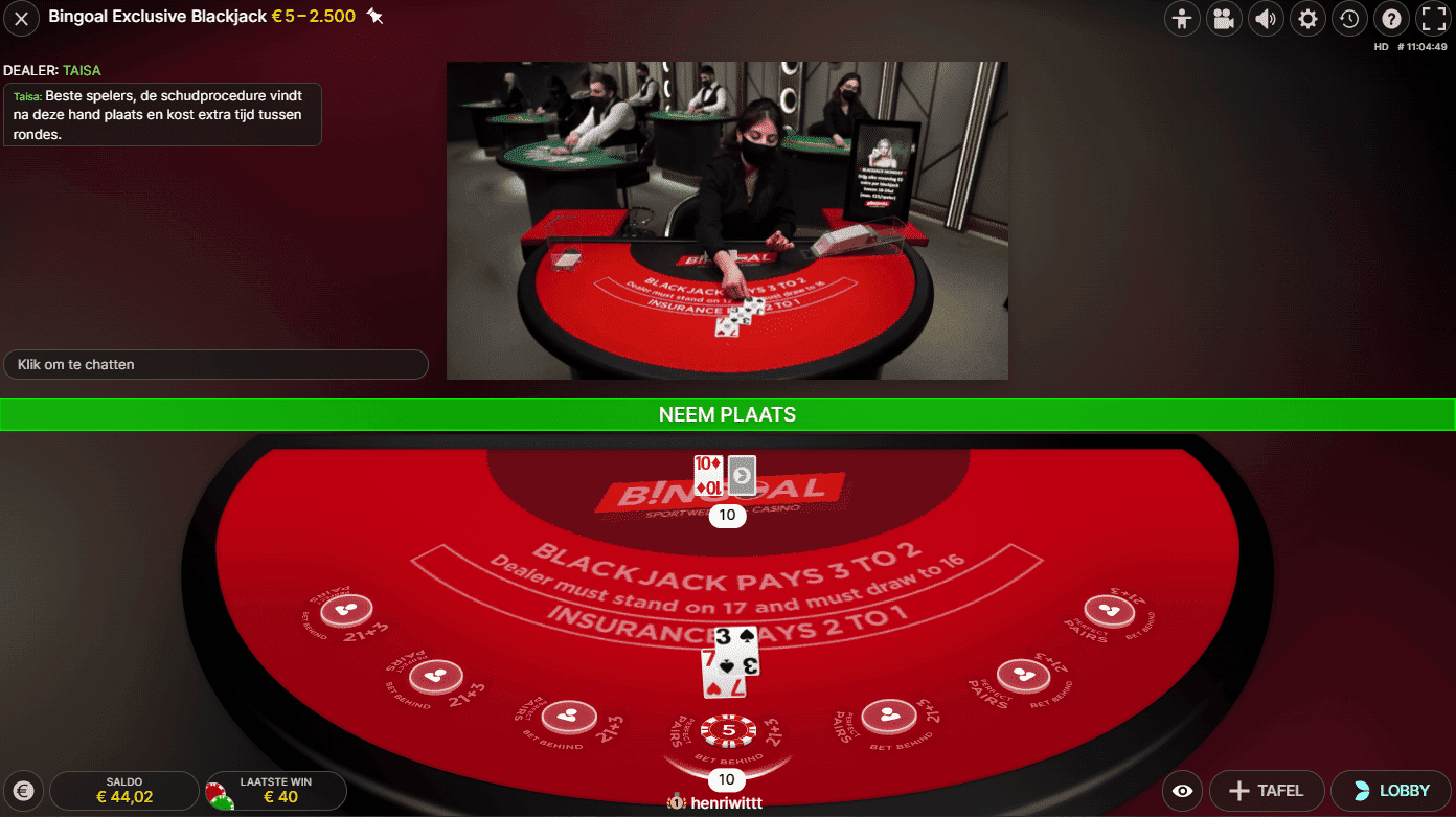 Bingoal exclusieve blackjack evolution