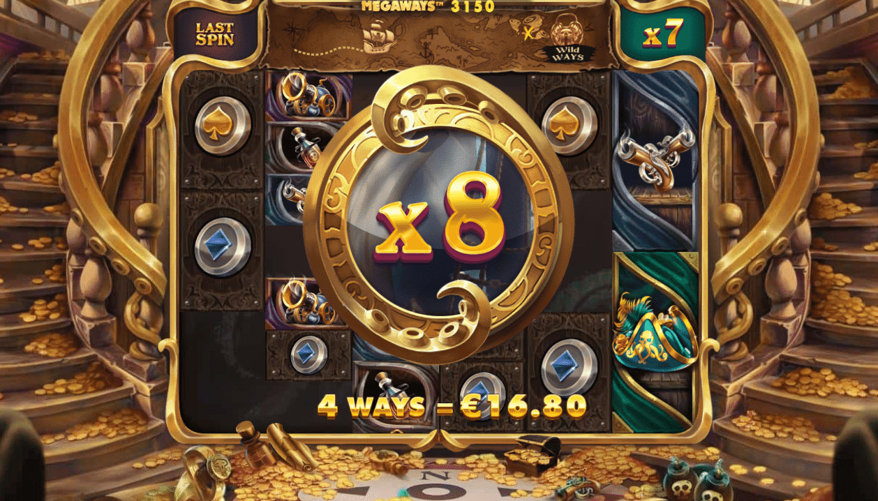 Multiplier x8 pirates plenty megaways