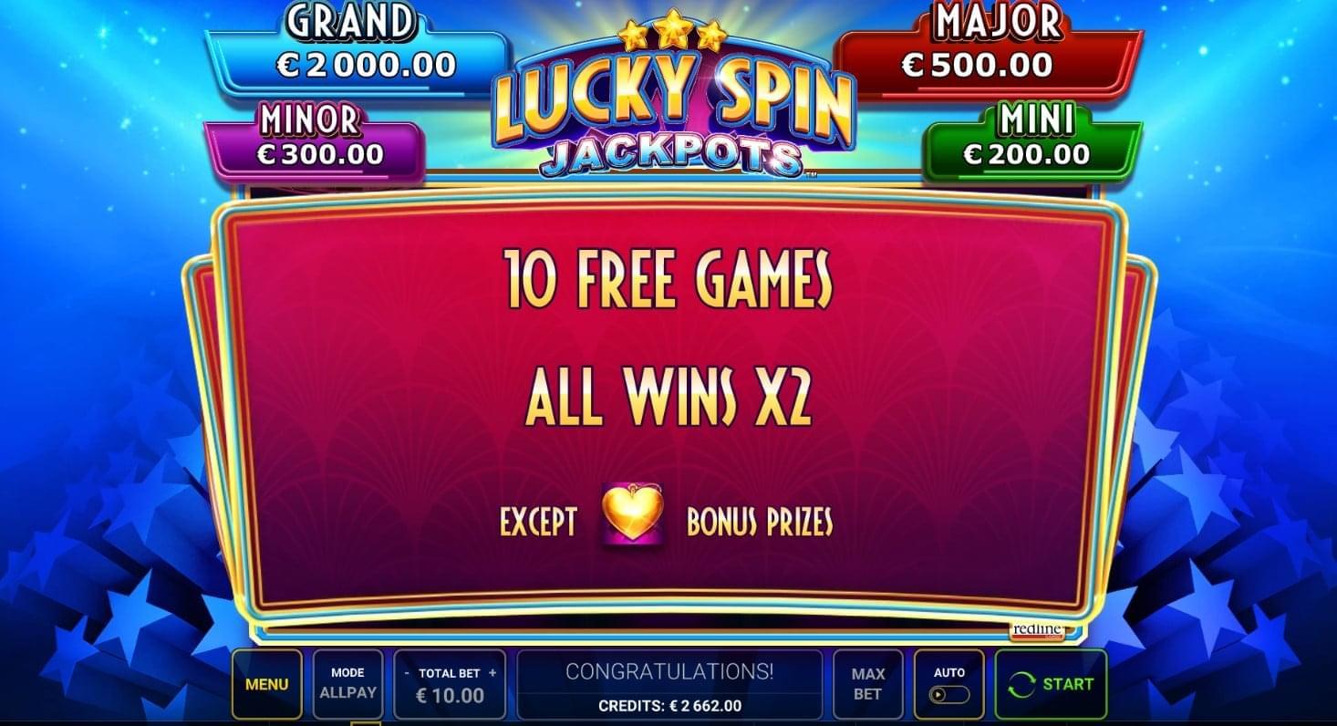 10 free games lucky spin jackpots