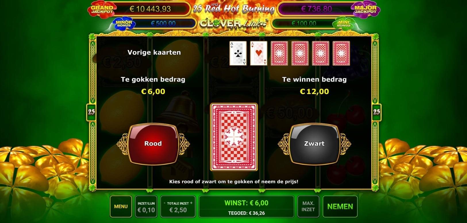 25 red hot burning clover link gamble