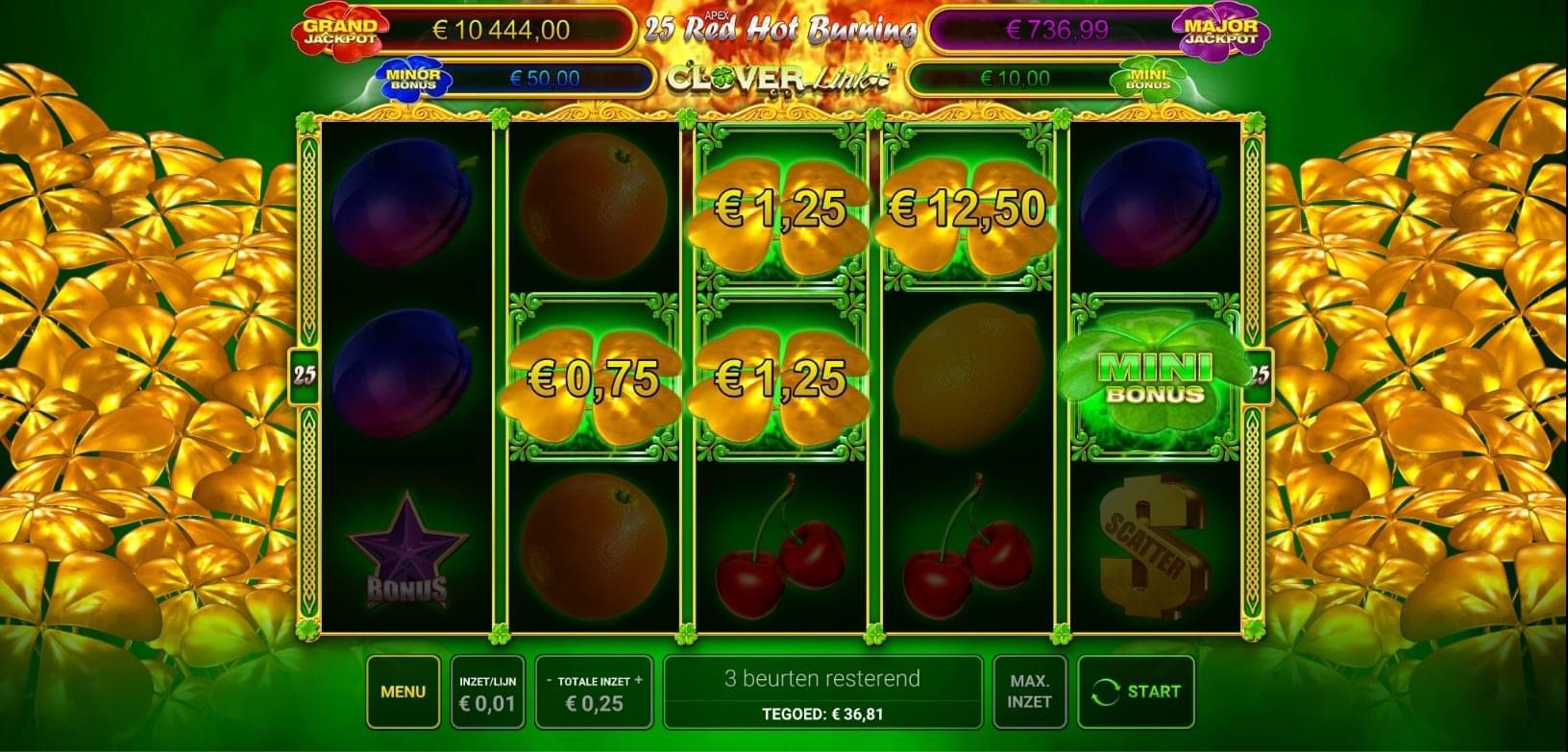 25 red hot burning clover link activatie