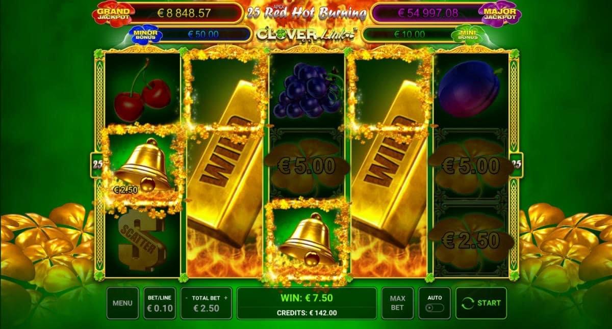 Logo 25 red hot burning clover link