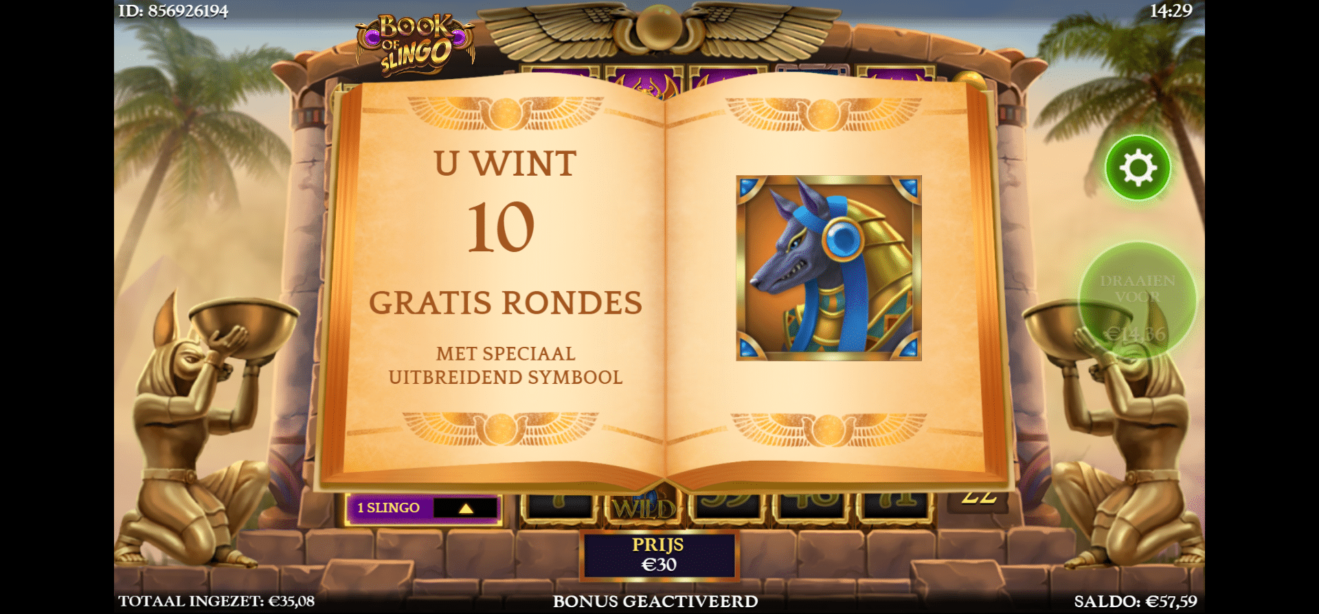 10 gratis rondes book of slingo