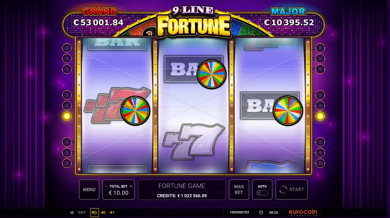 9 line fortune feature wheel of fortune