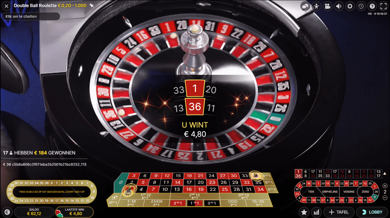 Double ball roulette winner