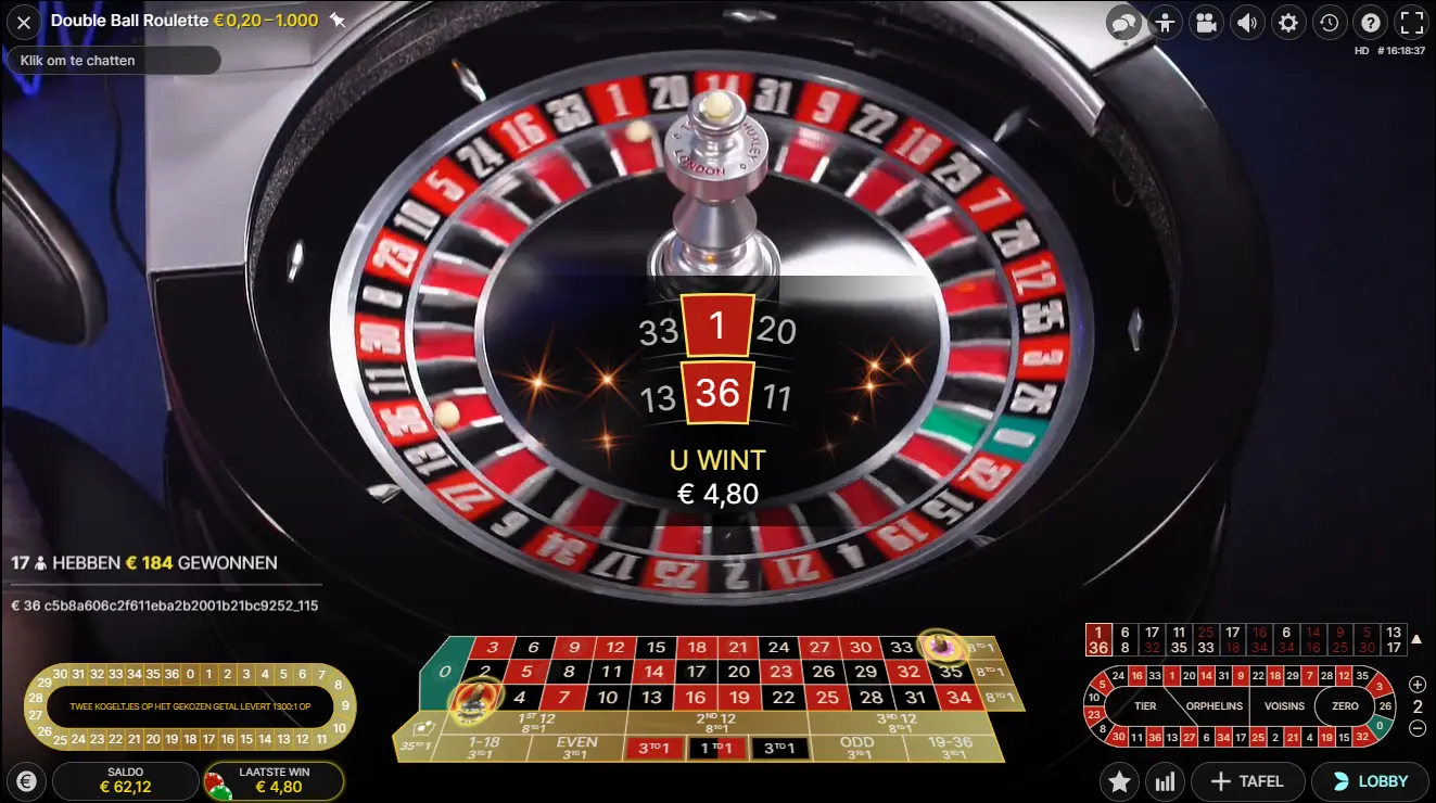 Double ball roulette winner