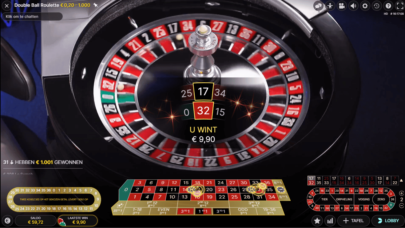 Double ball roulette winner