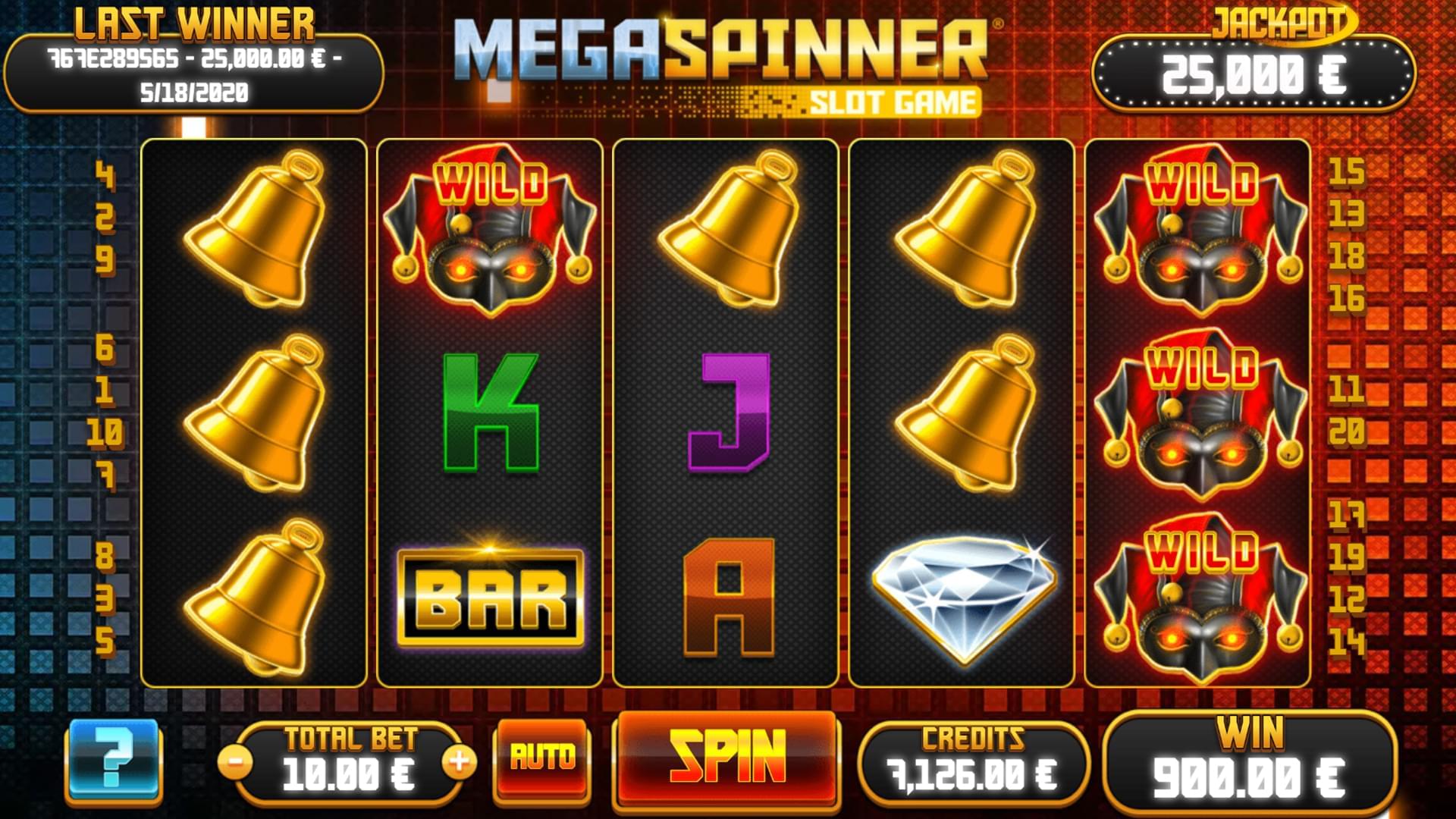 Mega spinner slot game