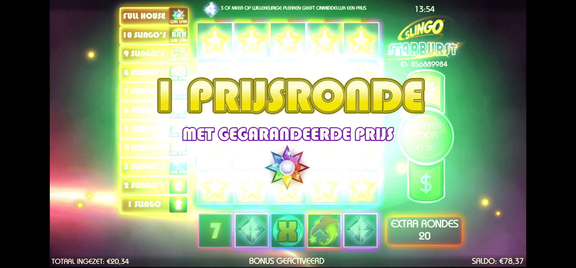 Slingo Starburst 10 Starburst wild gegarandeerde win