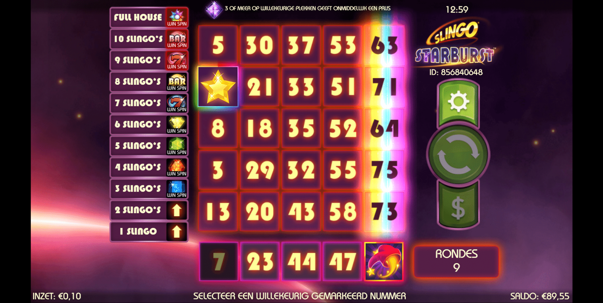 Slingo Starburst 2 Ronde 1 slingo starburst