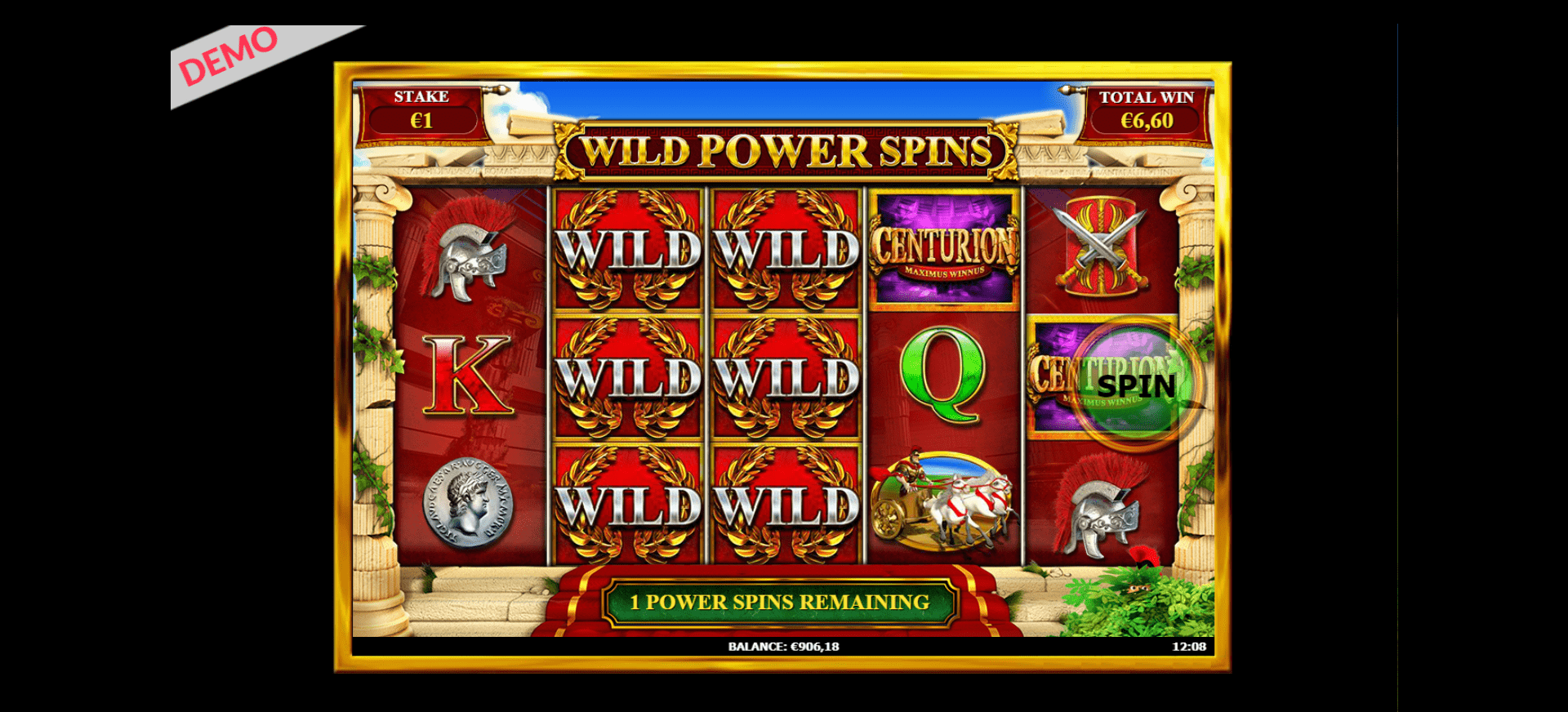 Wild power spins centurion slingo