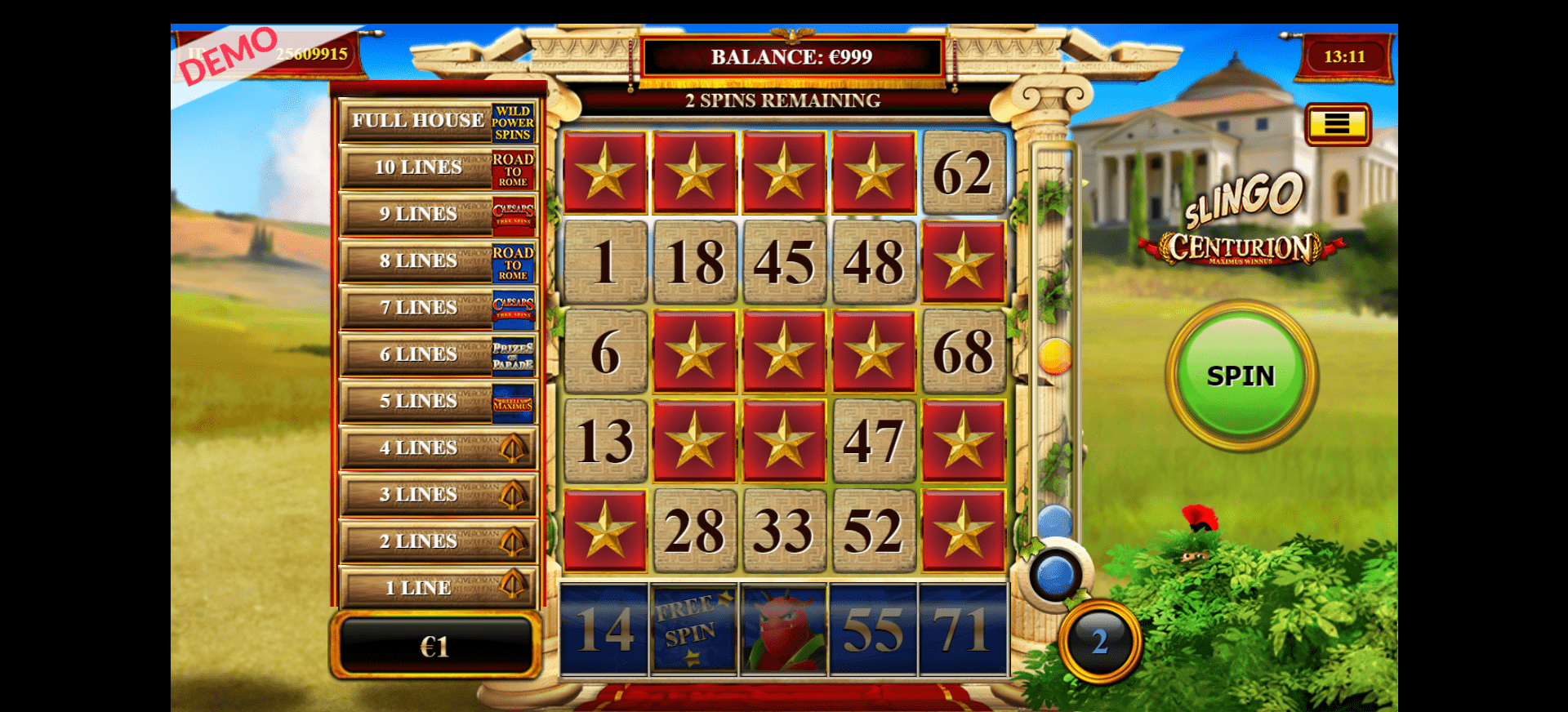 Free spin centurion slingo