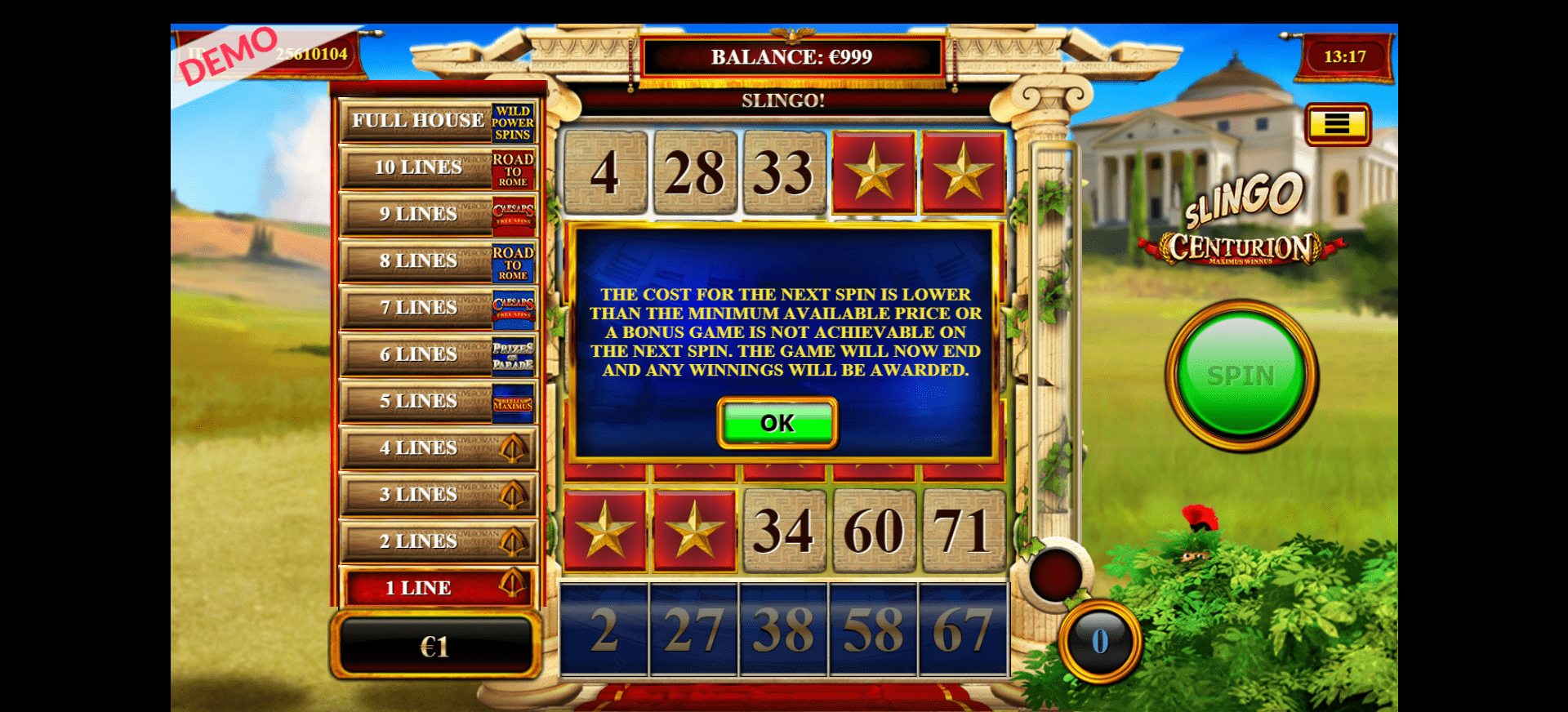 Game over slingo centurion