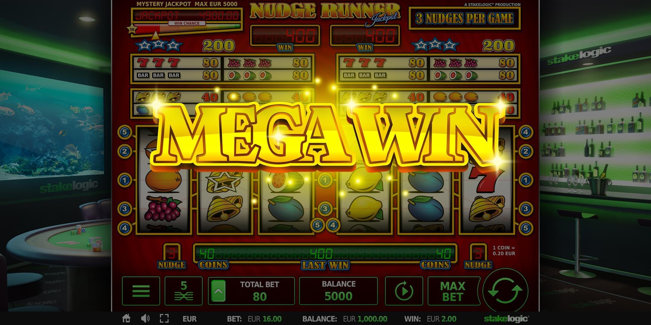 Mega win nudge runner jackpot