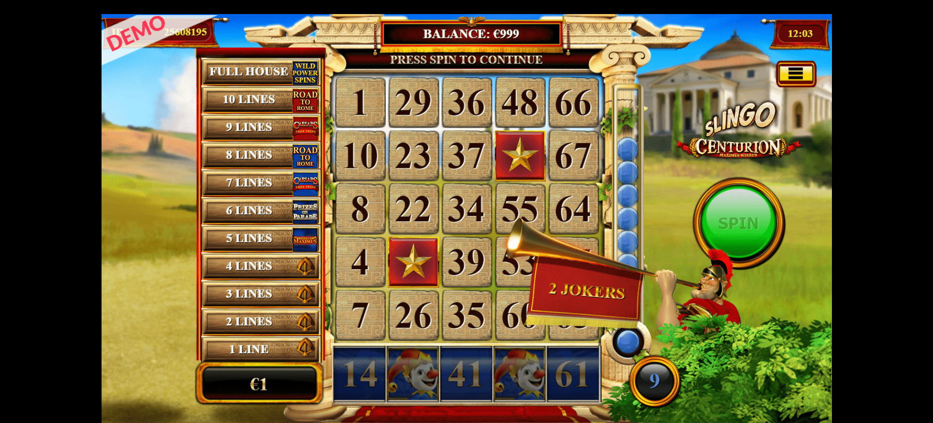 Slingo centurion 2 jokers