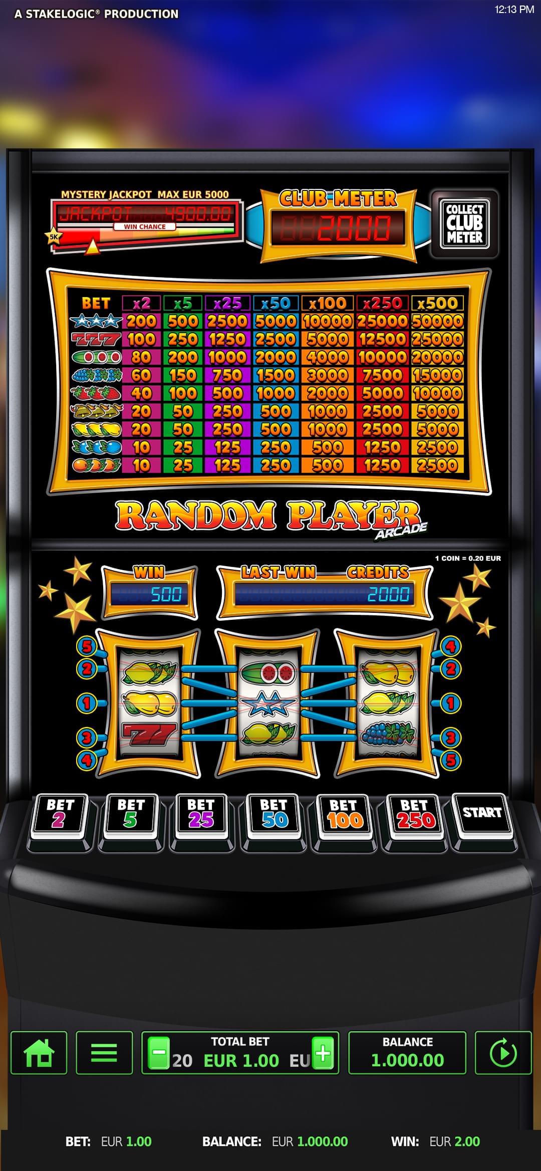 Random player arcade stakelogic