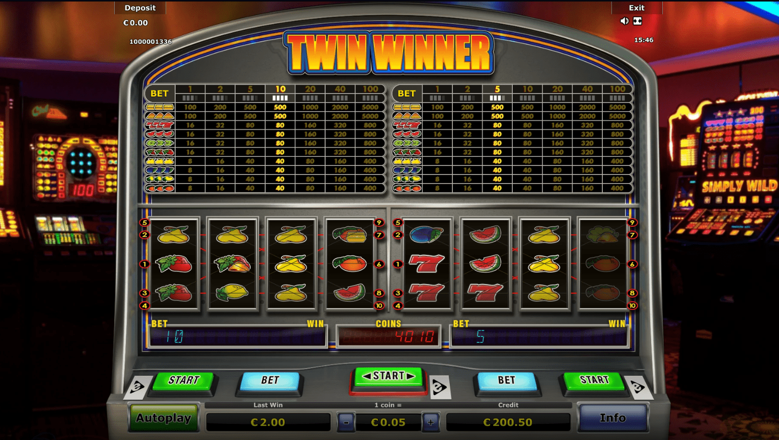 5 winlijnen met peren