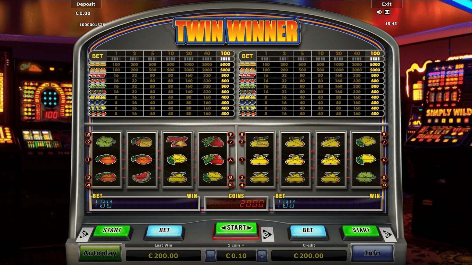 5 winlijnen peren twin winner