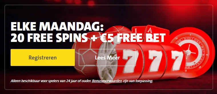 20 free spins en euro 5 free bet