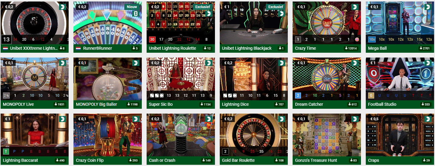 live game shows unibet