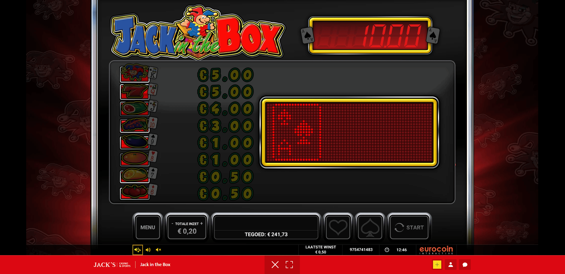 Chase the ace feature jack in the box