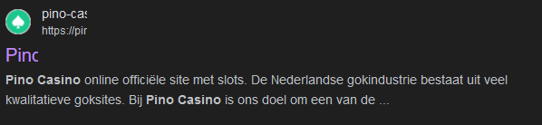 Pino casino google zoek resultaten