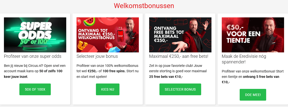 Welkomstbonus circus casino bonus