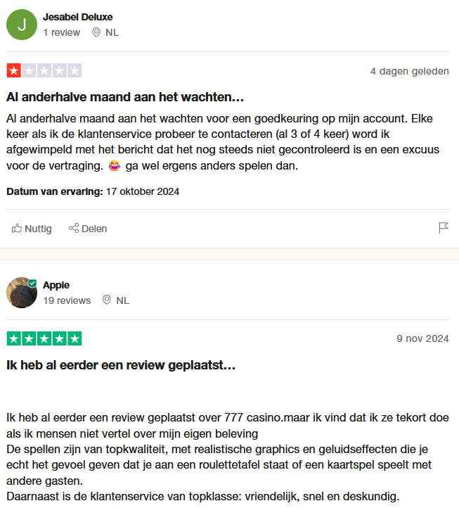 Gemixte trustpilot reviews casino777. Nl