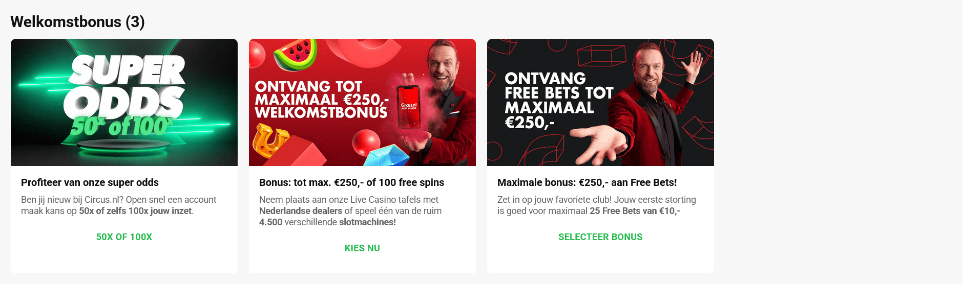 Welkomstbonus circus