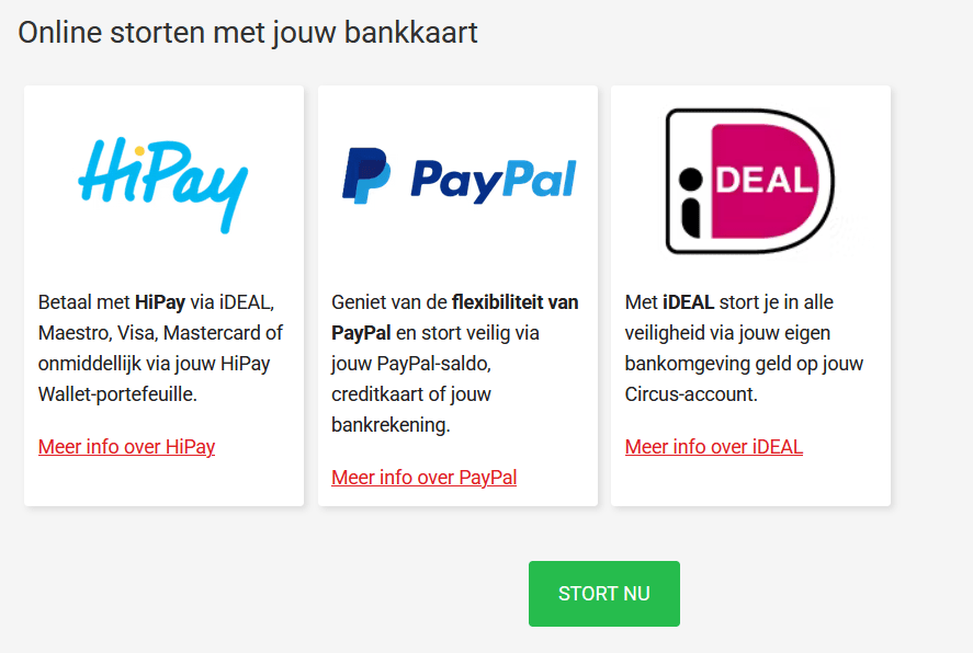 Stortmogelijkheden circus